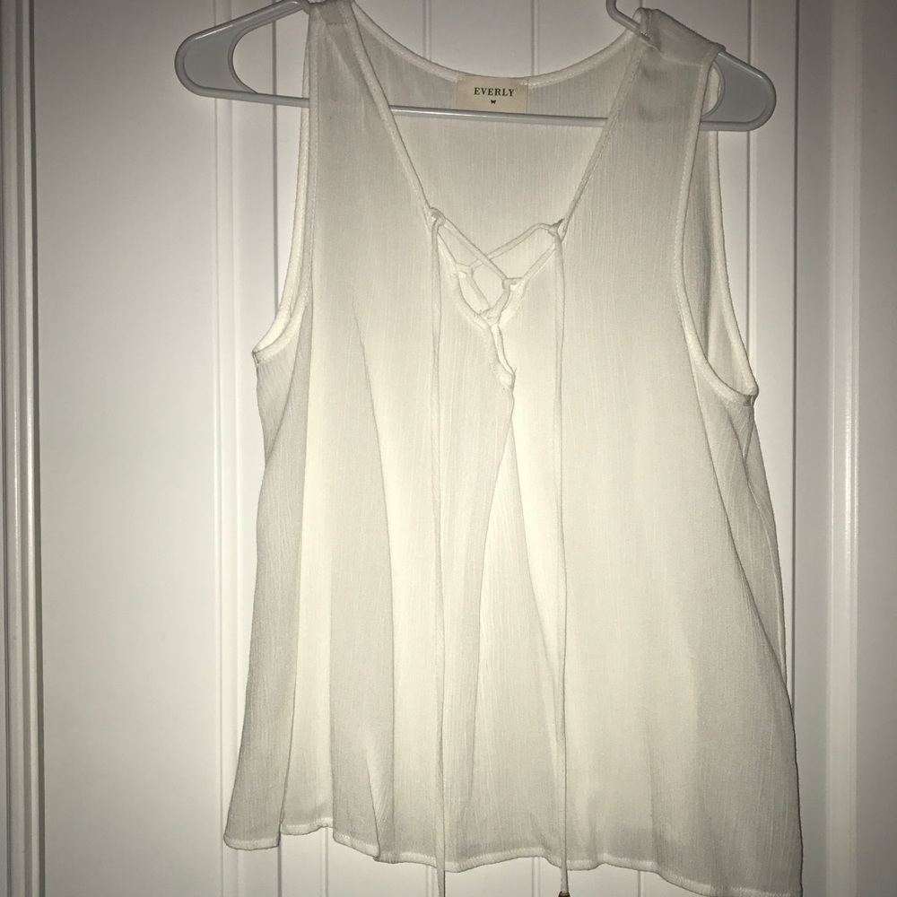 Everly White Lace Up Tank